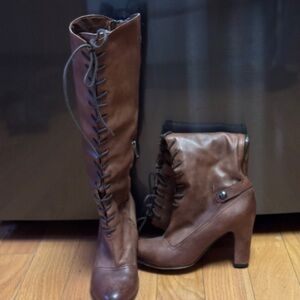 Sam Edleman Leather Lace-Up Women's Boots w/ Zipper Access Sz 9